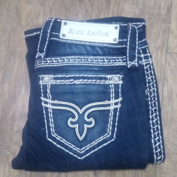 Rock Revival NWOT Women's 26 Pamela Embellished Embroidered Dark Fade Boot Cut - Picture 3 of 7